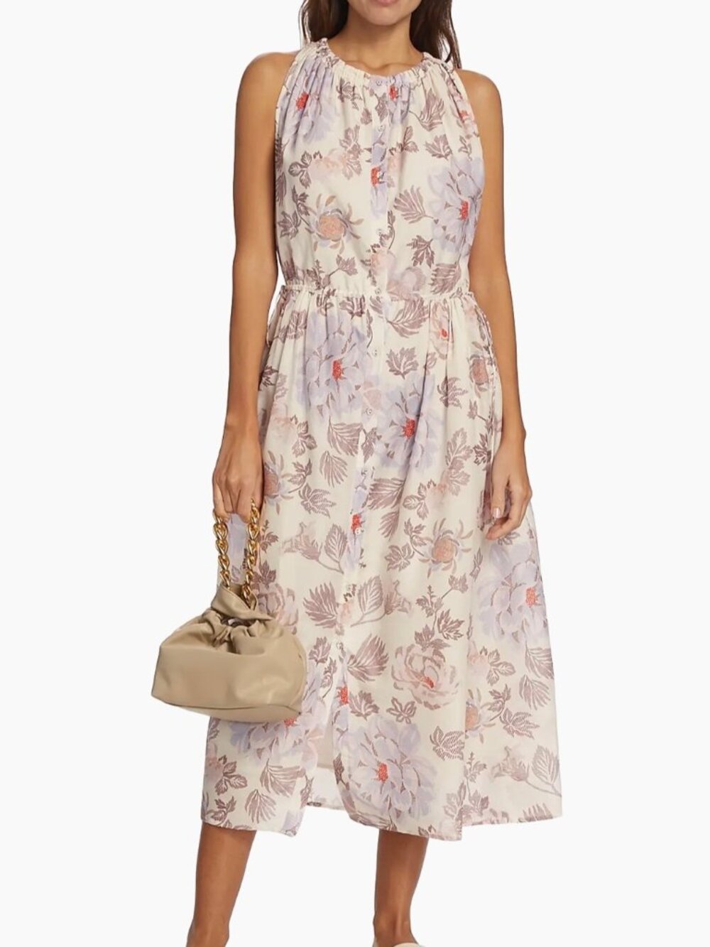 Magali Pascal Mariana Floral Cotton-Blend Midi-Dress Jasmine Light, NWT size S